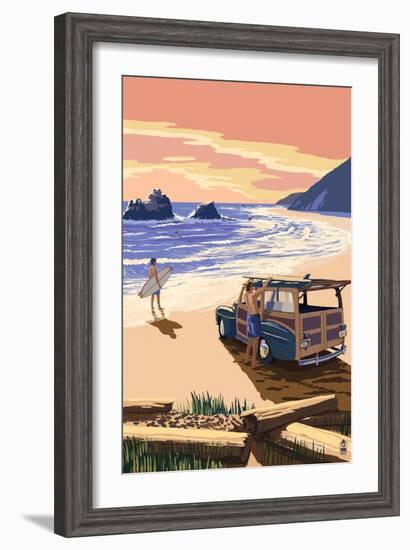 Woody on Beach-Lantern Press-Framed Art Print