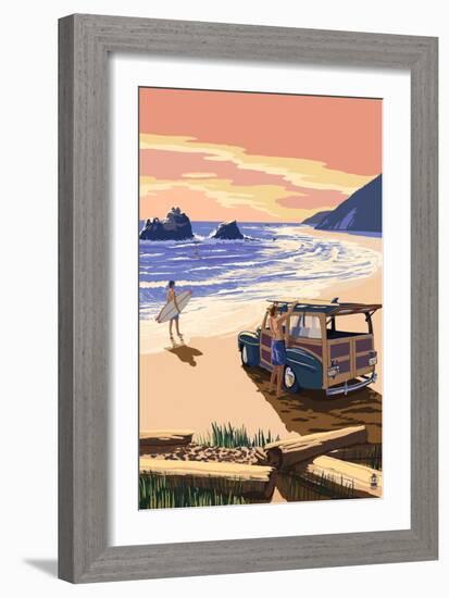 Woody on Beach-Lantern Press-Framed Art Print