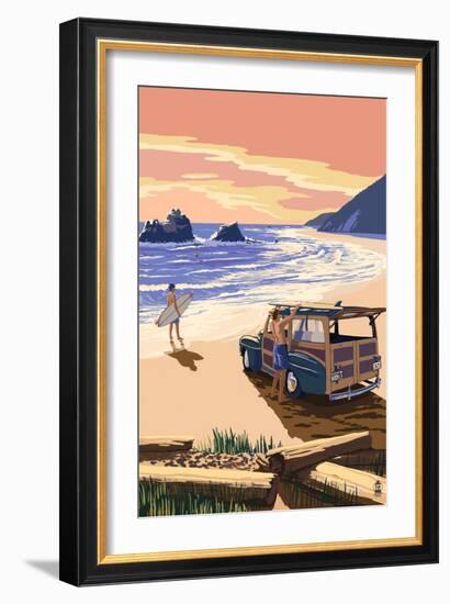 Woody on Beach-Lantern Press-Framed Art Print