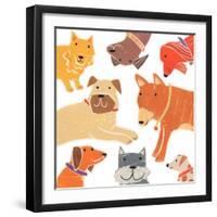 Woof,Woof,Woof. 2018, collagraph and collage-Sarah Battle-Framed Giclee Print