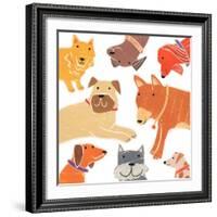 Woof,Woof,Woof. 2018, collagraph and collage-Sarah Battle-Framed Giclee Print