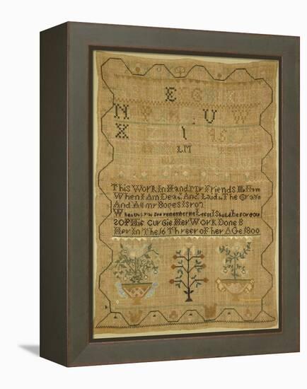 Wool Linen and Silk Purse Sampler. New England, 18th Century-null-Framed Premier Image Canvas