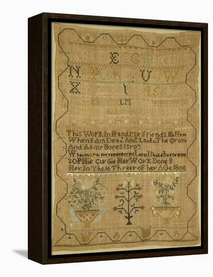 Wool Linen and Silk Purse Sampler. New England, 18th Century-null-Framed Premier Image Canvas