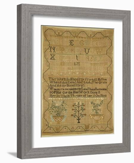 Wool Linen and Silk Purse Sampler. New England, 18th Century-null-Framed Giclee Print