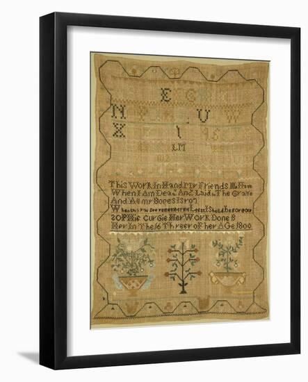 Wool Linen and Silk Purse Sampler. New England, 18th Century-null-Framed Giclee Print