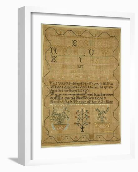 Wool Linen and Silk Purse Sampler. New England, 18th Century-null-Framed Giclee Print