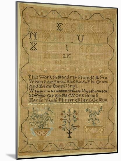 Wool Linen and Silk Purse Sampler. New England, 18th Century-null-Mounted Giclee Print