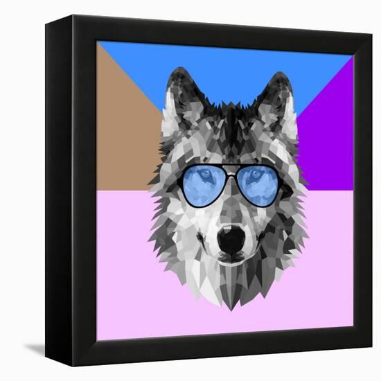 Woolf in Blue Glasses-Lisa Kroll-Framed Stretched Canvas