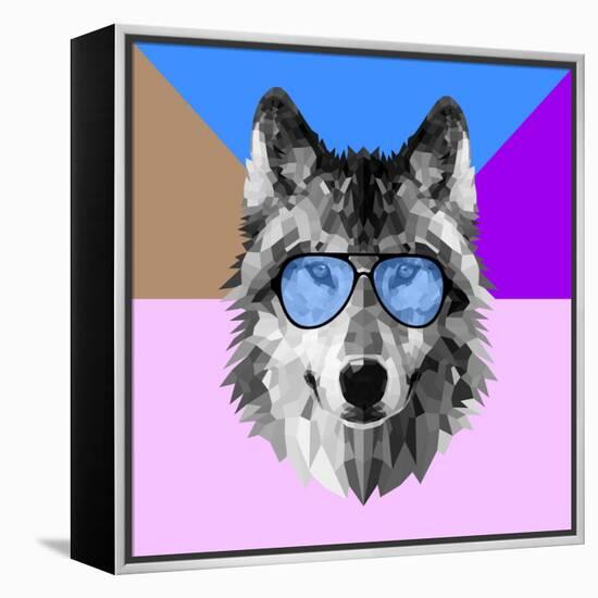 Woolf in Blue Glasses-Lisa Kroll-Framed Stretched Canvas