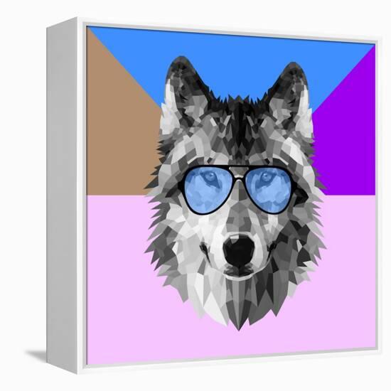 Woolf in Blue Glasses-Lisa Kroll-Framed Stretched Canvas