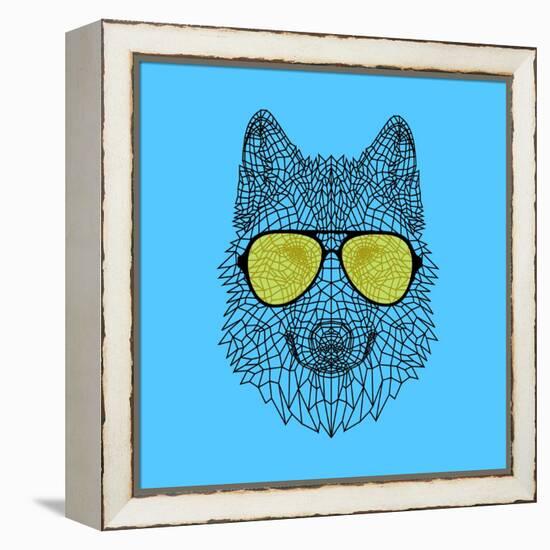 Woolf in Yellow Glasses-Lisa Kroll-Framed Stretched Canvas