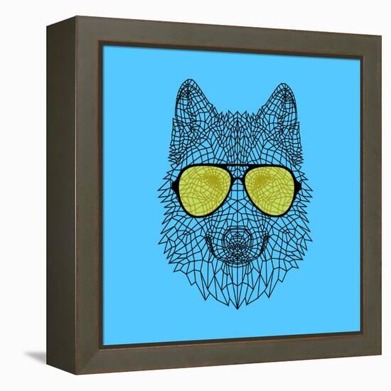 Woolf in Yellow Glasses-Lisa Kroll-Framed Stretched Canvas