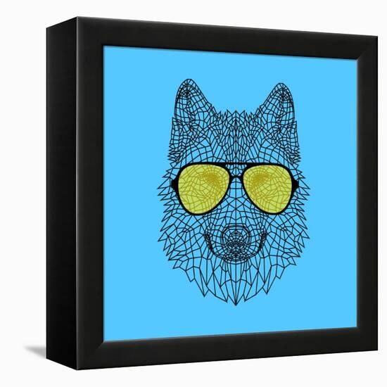 Woolf in Yellow Glasses-Lisa Kroll-Framed Stretched Canvas