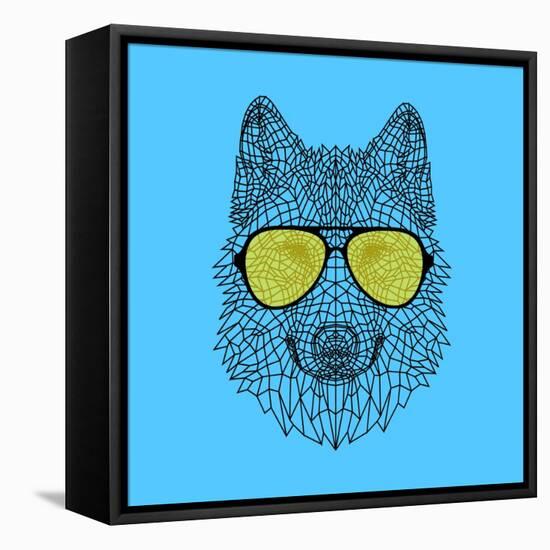 Woolf in Yellow Glasses-Lisa Kroll-Framed Stretched Canvas