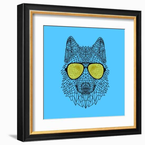 Woolf in Yellow Glasses-Lisa Kroll-Framed Art Print