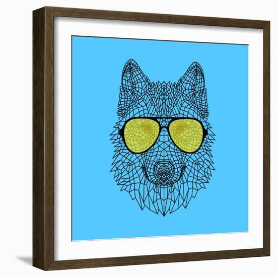 Woolf in Yellow Glasses-Lisa Kroll-Framed Art Print