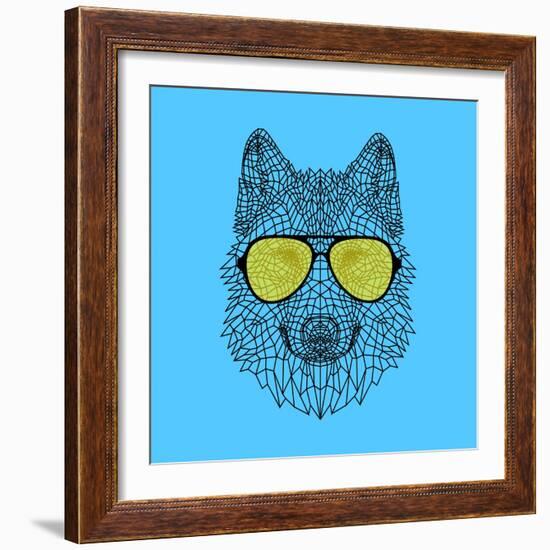 Woolf in Yellow Glasses-Lisa Kroll-Framed Art Print