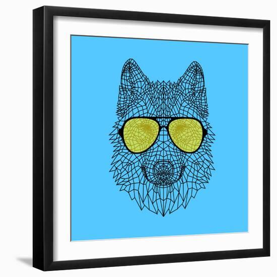 Woolf in Yellow Glasses-Lisa Kroll-Framed Art Print