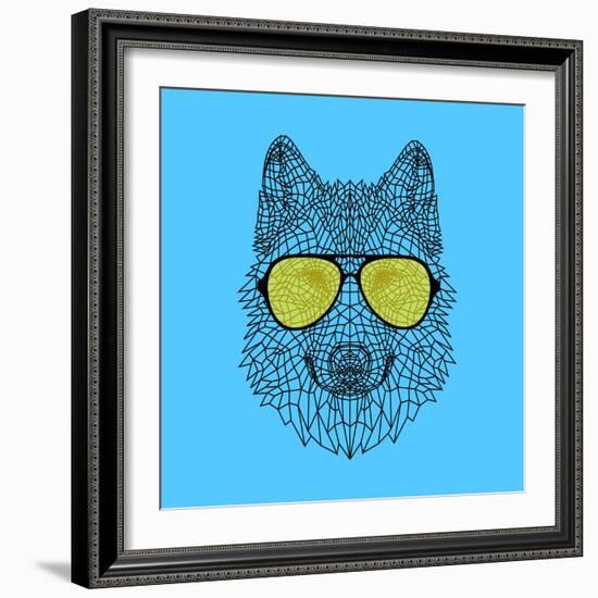 Woolf in Yellow Glasses-Lisa Kroll-Framed Art Print