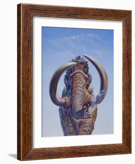 Woolly Mammoth Charging, Pleistocene Epoch-null-Framed Art Print