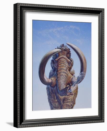 Woolly Mammoth Charging, Pleistocene Epoch-null-Framed Art Print