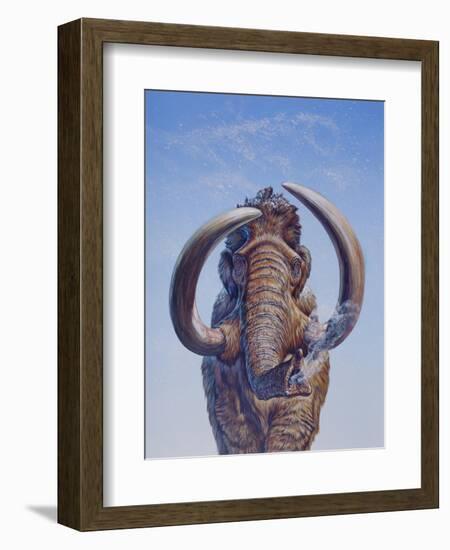 Woolly Mammoth Charging, Pleistocene Epoch-null-Framed Premium Giclee Print