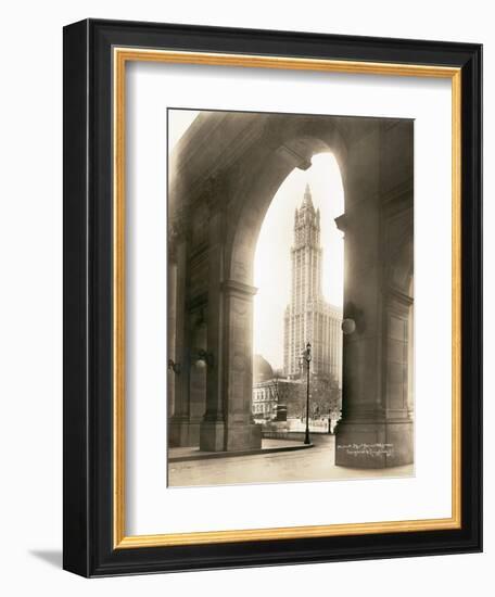 Woolworth Building Through Arch-null-Framed Photographic Print