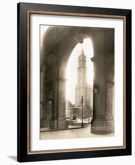 Woolworth Building Through Arch-null-Framed Photographic Print