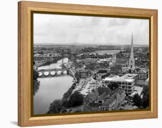 Worcester and the river crossings from the cathedral tower. 1968-Staff-Framed Premier Image Canvas