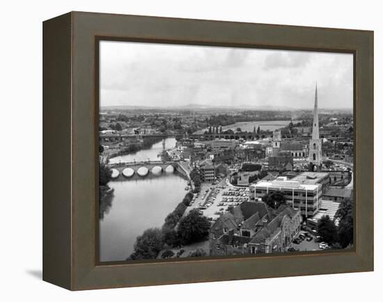 Worcester and the river crossings from the cathedral tower. 1968-Staff-Framed Premier Image Canvas