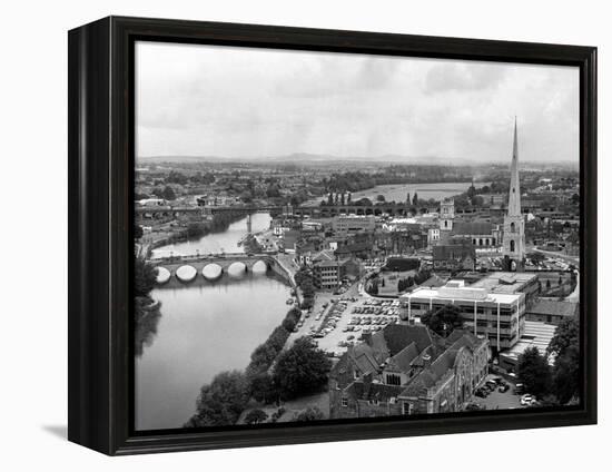 Worcester and the river crossings from the cathedral tower. 1968-Staff-Framed Premier Image Canvas