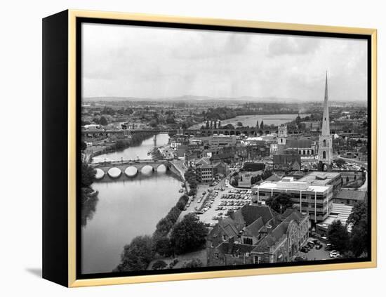 Worcester and the river crossings from the cathedral tower. 1968-Staff-Framed Premier Image Canvas