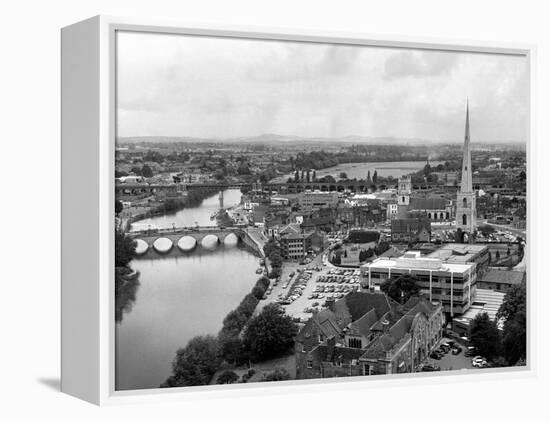 Worcester and the river crossings from the cathedral tower. 1968-Staff-Framed Premier Image Canvas