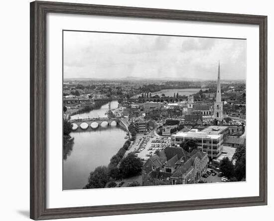 Worcester and the river crossings from the cathedral tower. 1968-Staff-Framed Photographic Print