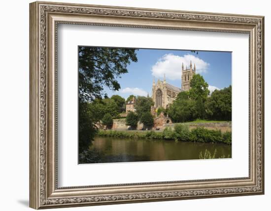 Worcester Cathedral and the River Severn, Worcester, Worcestershire, England-Stuart Black-Framed Photographic Print