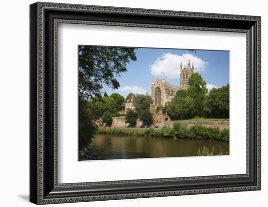 Worcester Cathedral and the River Severn, Worcester, Worcestershire, England-Stuart Black-Framed Photographic Print