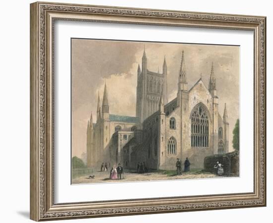 Worcester Cathedral, North West View, 1836-Henry Winkles-Framed Giclee Print