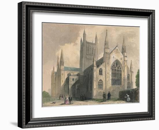 Worcester Cathedral, North West View, 1836-Henry Winkles-Framed Giclee Print