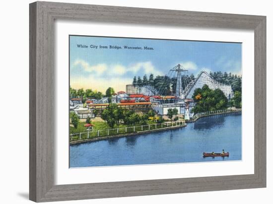 Worcester, Massachusetts - Bridge View of White City-Lantern Press-Framed Art Print