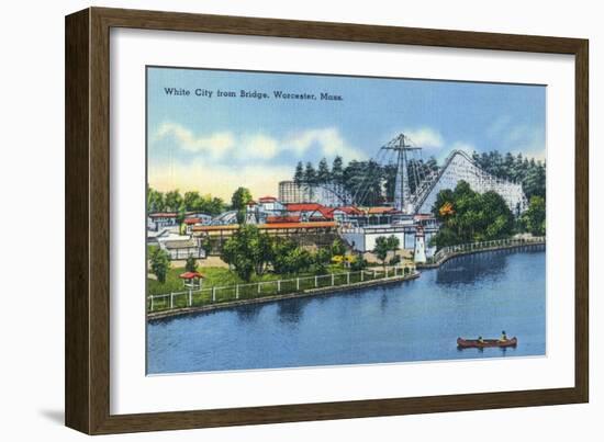 Worcester, Massachusetts - Bridge View of White City-Lantern Press-Framed Art Print