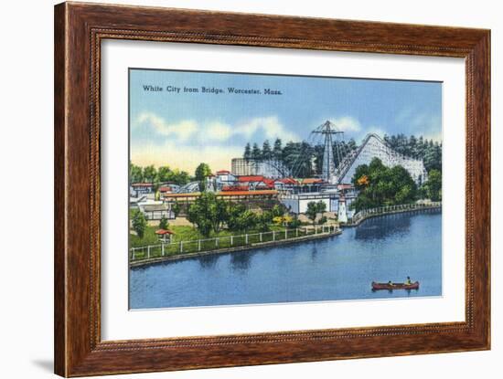 Worcester, Massachusetts - Bridge View of White City-Lantern Press-Framed Art Print