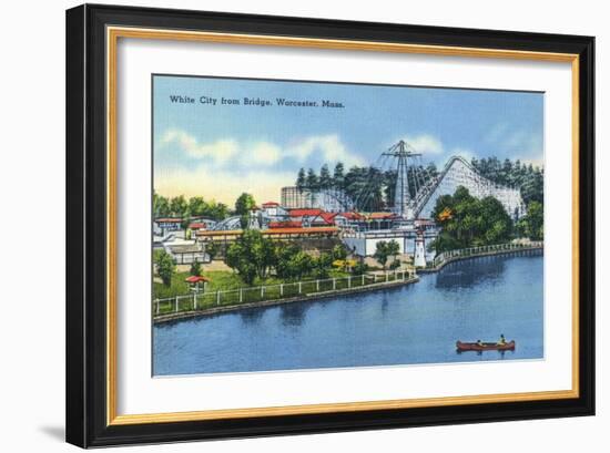 Worcester, Massachusetts - Bridge View of White City-Lantern Press-Framed Art Print