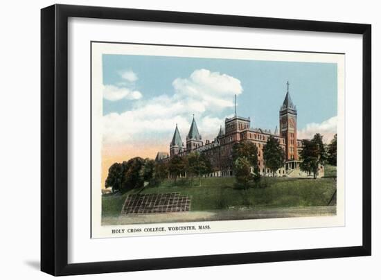 Worcester, Massachusetts - Campus View of Holy Cross College-Lantern Press-Framed Art Print