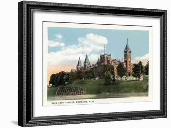 Worcester, Massachusetts - Campus View of Holy Cross College-Lantern Press-Framed Premium Giclee Print