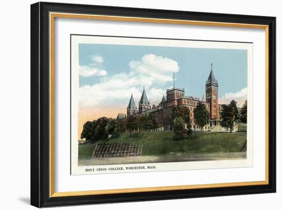 Worcester, Massachusetts - Campus View of Holy Cross College-Lantern Press-Framed Premium Giclee Print