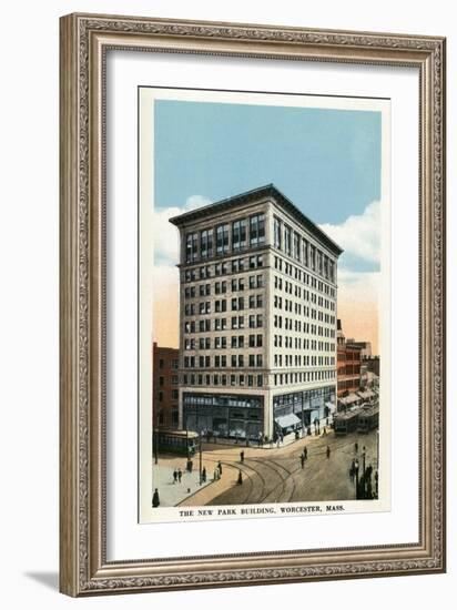 Worcester, Massachusetts - Exterior View of the New Park Building-Lantern Press-Framed Art Print