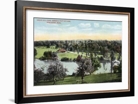 Worcester, Massachusetts - View of Green Hill Park-Lantern Press-Framed Art Print
