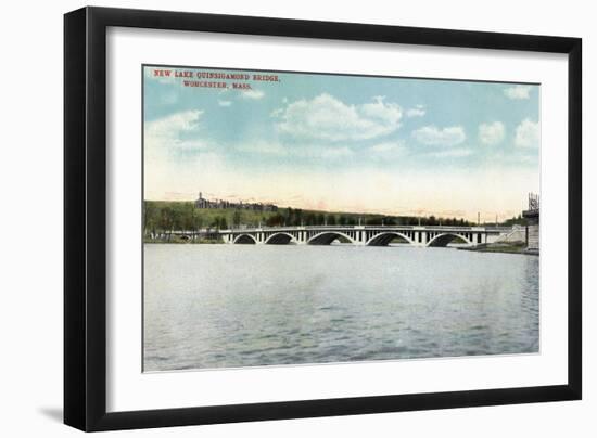 Worcester, Massachusetts - View of New Lake Quinsigamond Bridge-Lantern Press-Framed Art Print