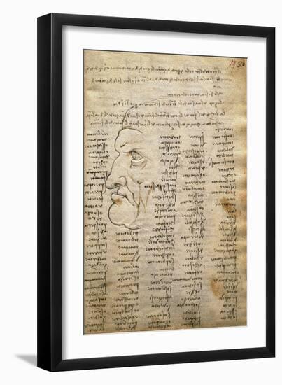 Word List and Male Profile, from Codex Trivulzianus, 1478-1490-Leonardo da Vinci-Framed Giclee Print