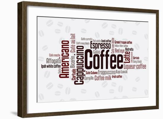 Wordcloud Of Coffee-alanuster-Framed Art Print